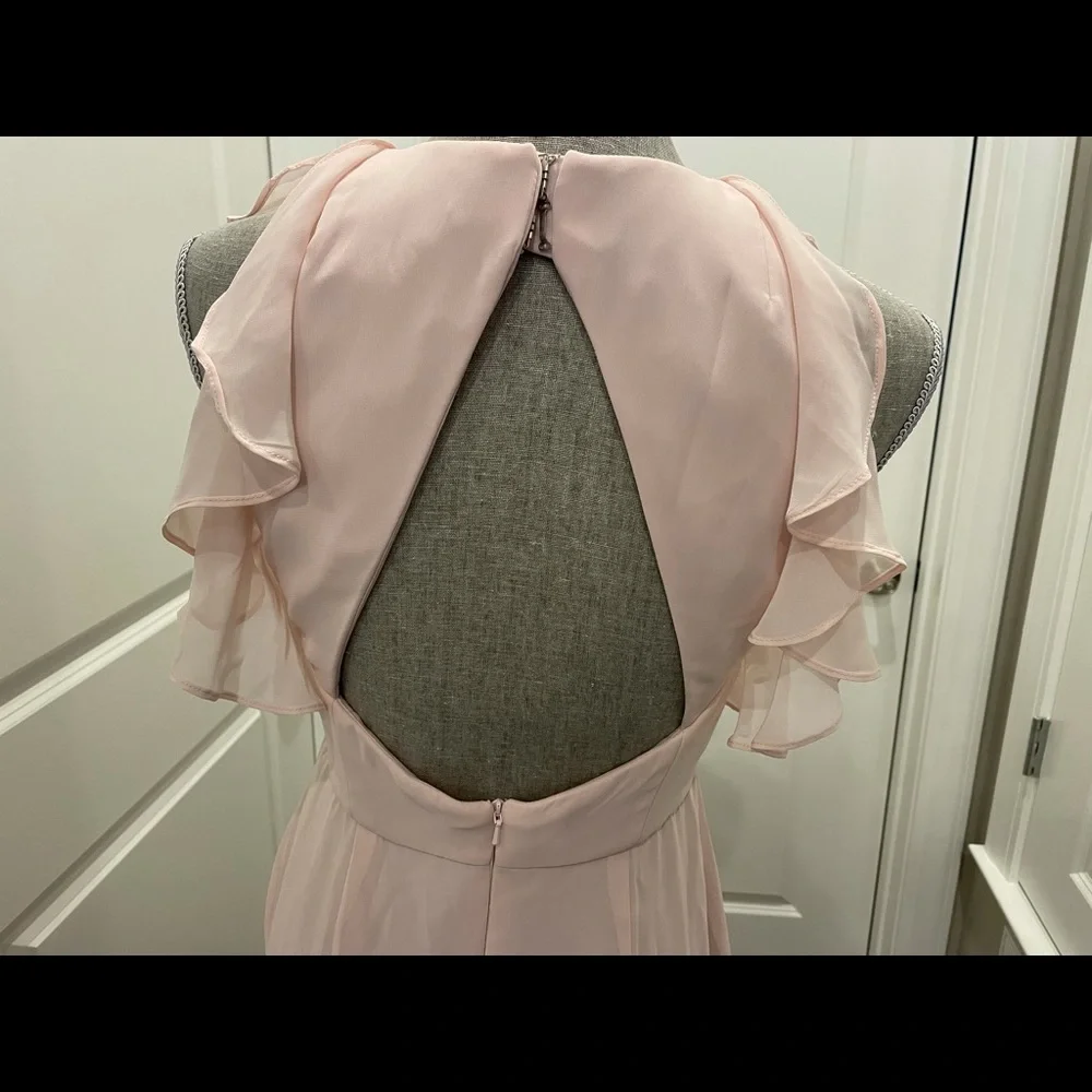 DESSY BRIDAL COLLECTION Chiffon, Lined,Blush Pink Bridesmaids Dress Size 4R - Picture 3 of 5